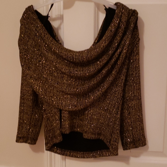 MSK Glitter Gold Cowl Neck/Open Back Detail Top. - Picture 4 of 6